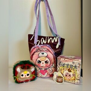 Cute Baby 3 tote bag and Christmas Reindeer jewelry box.